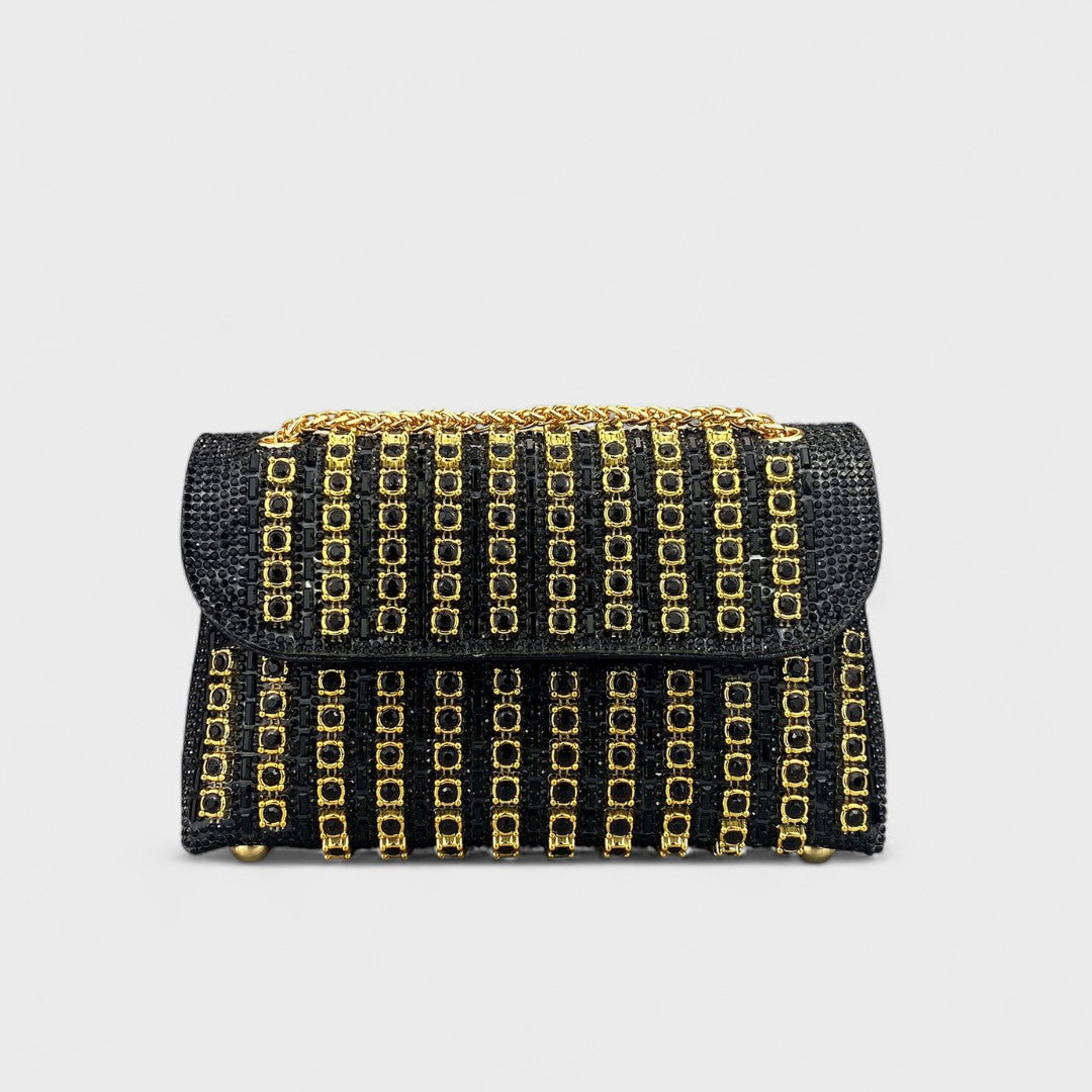 Claudia - Élégant sac à bandoulière avec chaîne et diamants colorés