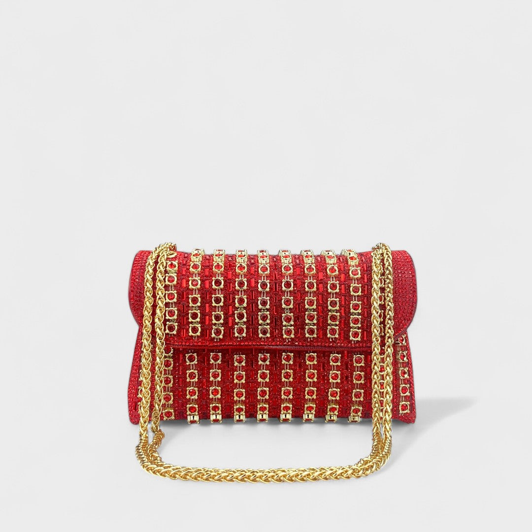 Claudia - Élégant sac à bandoulière avec chaîne et diamants colorés