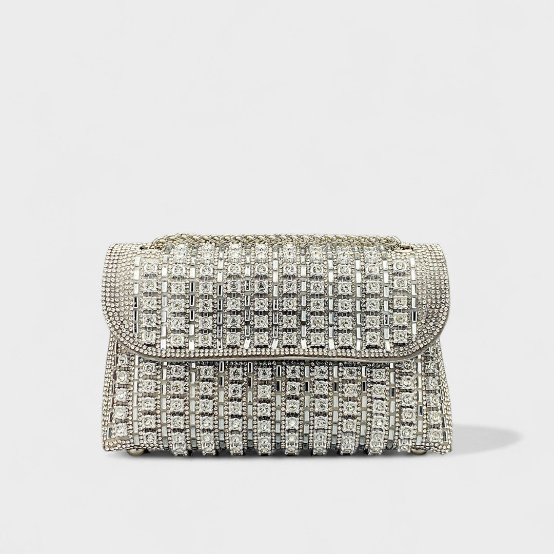 Claudia - Élégant sac à bandoulière avec chaîne et diamants colorés