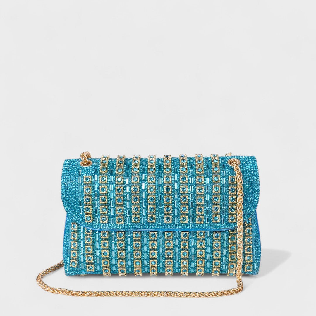 Claudia - Élégant sac à bandoulière avec chaîne et diamants colorés