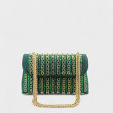 Claudia - Élégant sac à bandoulière avec chaîne et diamants colorés