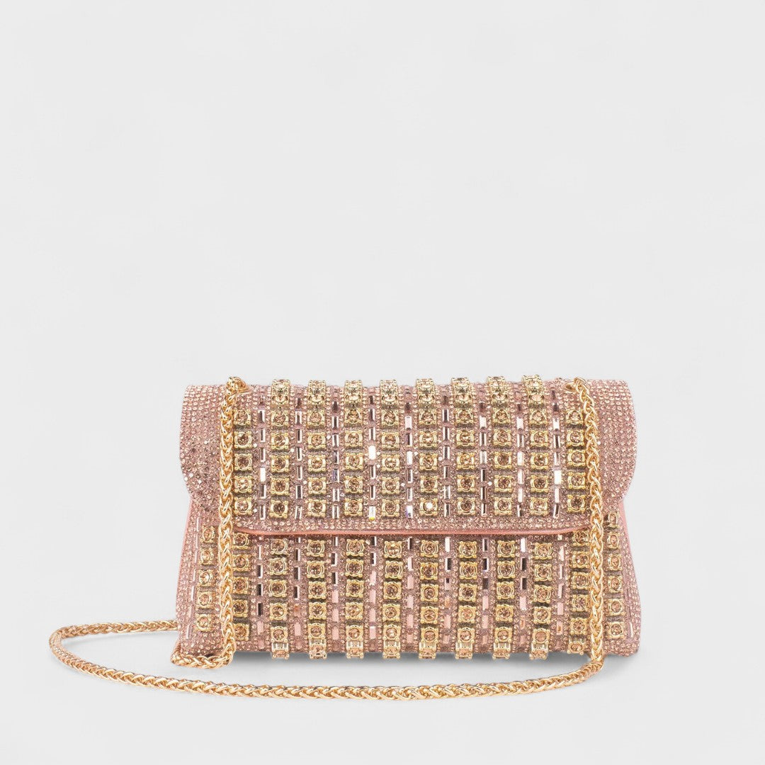 Claudia - Élégant sac à bandoulière avec chaîne et diamants colorés