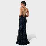 Robe Longue Éclatante avec Paillettes Sol