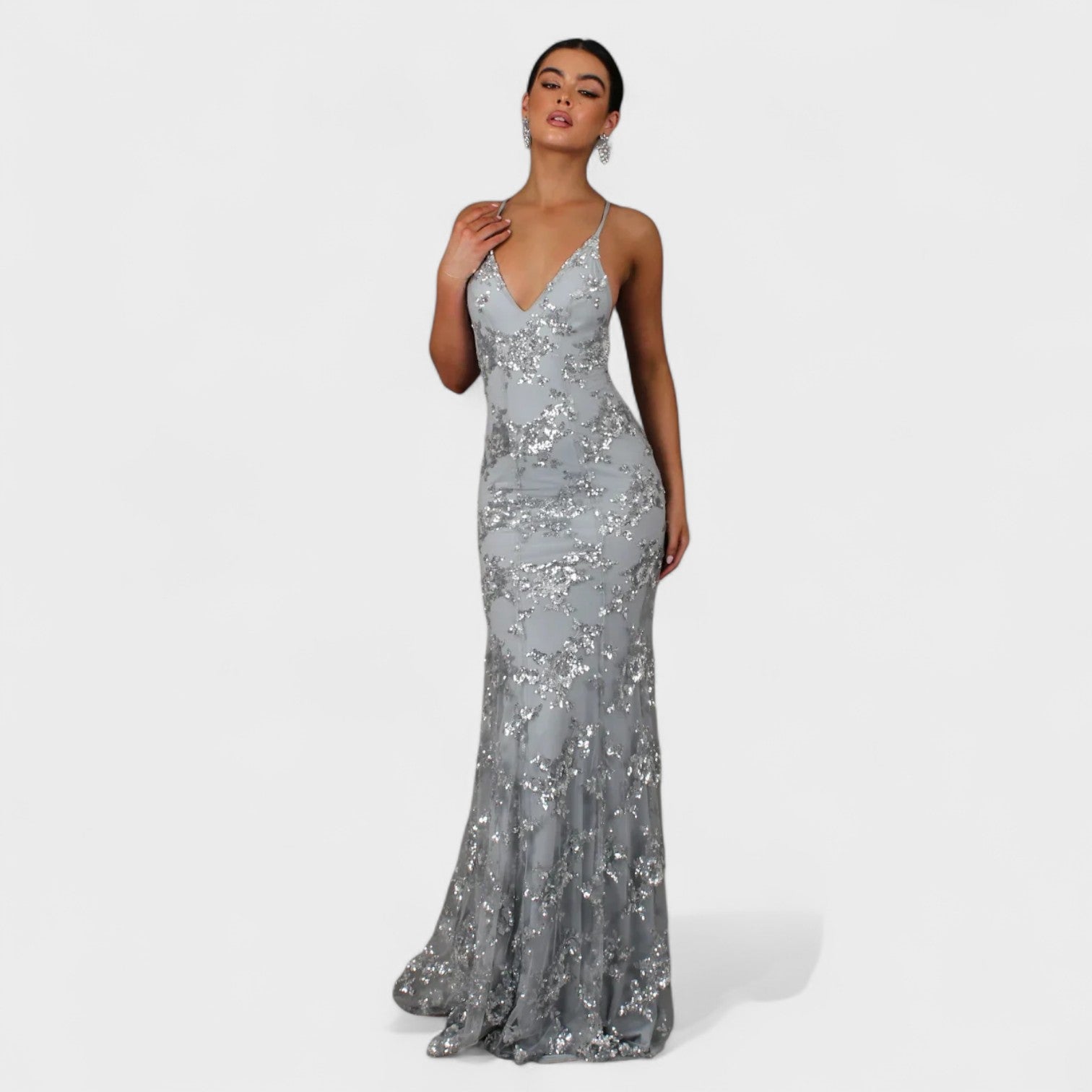 Robe Longue Éclatante avec Paillettes Sol