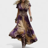 Celeste - Robe fluide à motifs floraux ajustée