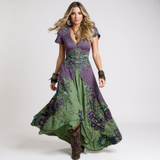 Celeste - Robe fluide à motifs floraux ajustée